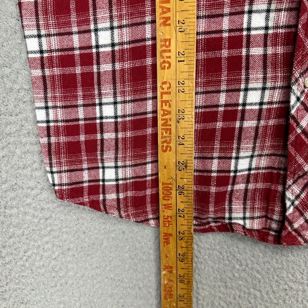 Wrangler Wrancher Button Up Shirt Mens Large Red Plaid Western Pearl Snap Pocket - Picture 9 of 10
